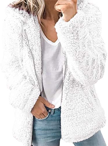 YUHUISTART Women Fashion Autumn Long Sleeve Thick Hooded Open Stitch Coat Jacket Cardigan