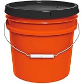MKS Plastics 3.5-Gallon Bucket with Airtight Lid – Made in USA, Food Grade BPA Free Plastic, Heavy Duty Multi-Use, Metal Handle with Grip, Stackable Storage – Orange, 1 Pack