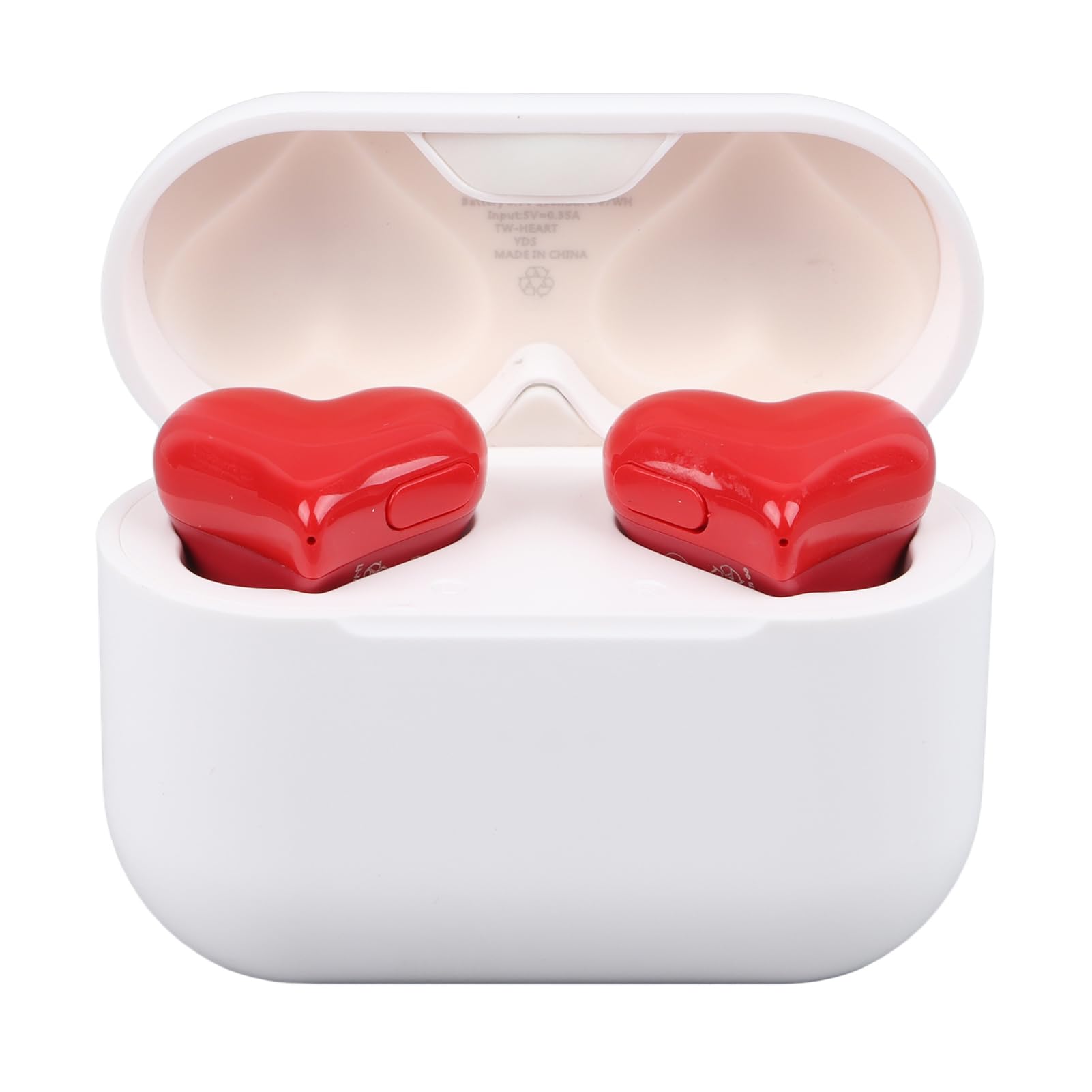 Heart Shaped Wireless BT Heart Headset, Multifunction Stylish Lightweight Noise Canceling Stereo Heart Shaped BT Earphones
