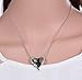 Chengxun Couple Cat in Love Heart Pendant Silver Chain Necklace for Women