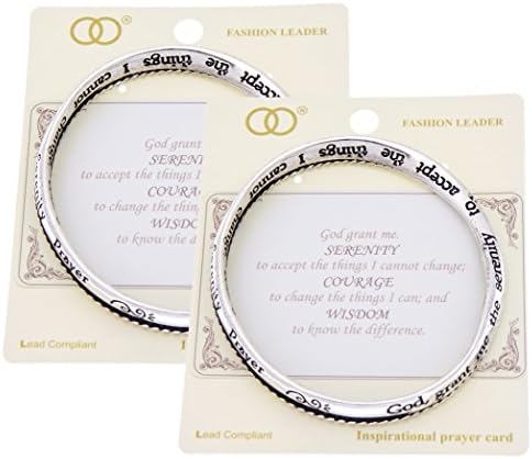 Serenity prayer engraved twist mobius bangle bracelet cable texture black enamel inspirational prayer card 2 PCS SET