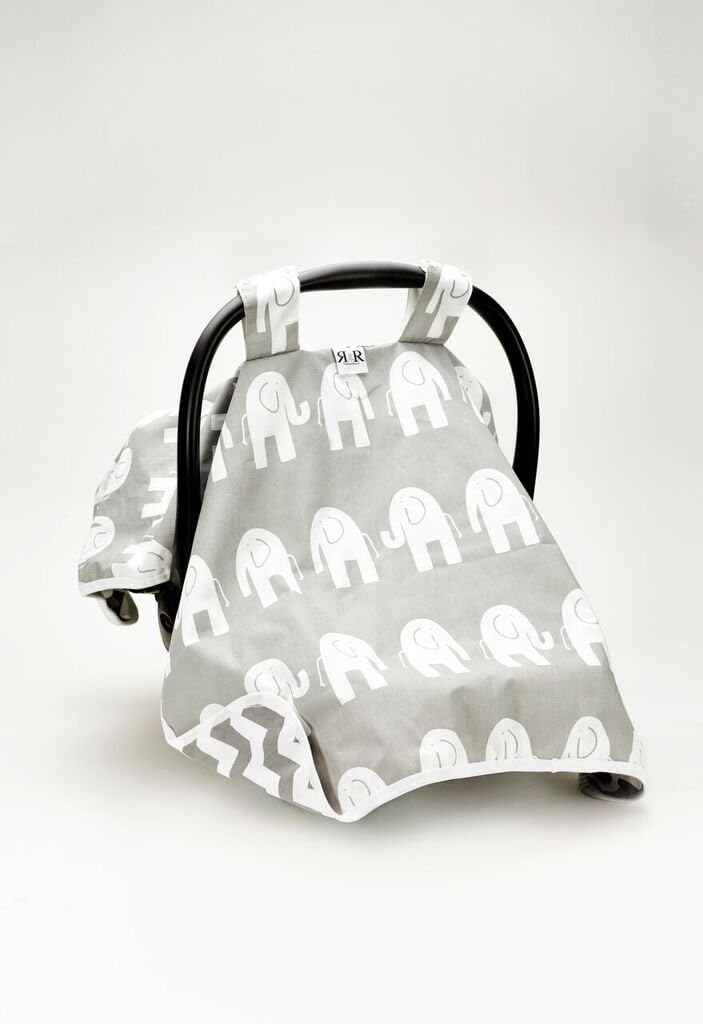 Rockingham Road Grey Elephants Canopy Car Seat Cover (Best Seller)