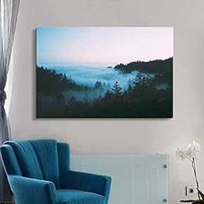 Canvas Wall Art - Forest in The Fog - Giclee Print Gallery Wrap Modern Home Art Ready to Hang - 12x18 inches