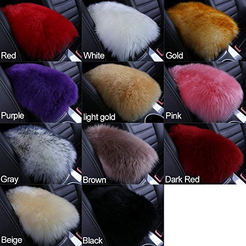 Auto Center Console Fluffy Cover Armrest Pad Warm Winter Plush Arm Rest Seat Box Cushion Cover Protector Faux Fur for Universal Car Vehicle(Pink)