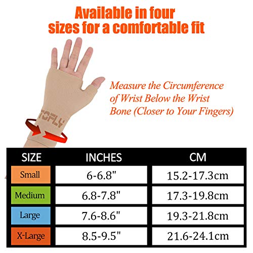TOFLY Compression Arthritis Gloves, 1 Pair, Thumb & Wrist Support for Men Women, 20-30mmHg Compression Wrist Sleeve for Carpal Tunnel, Wrist Pain & Fatigue, RSI, Tendonitis, Sports, Daily Use, Beige S - Thumbnail 2