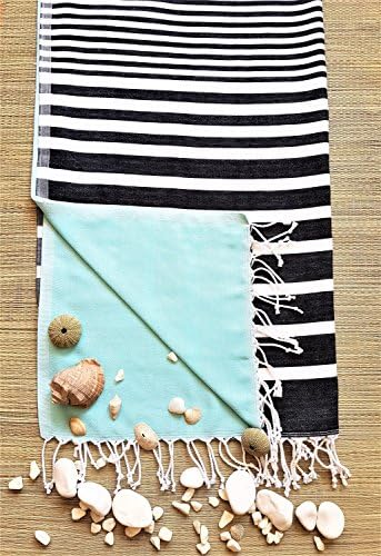 %100 Turkish Cotton Soft Design Turquoise/Grey Peshtemal 35" x 69" inches(90x170cm)Beachtowel Bathtowel Pooltowel Spa Yoga Gym Wrap Pareo Fouta Hammam Handtowel