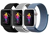 INTENY Sport Band Compatible with Apple Watch 38mm, Soft Lightweight Breathable Nylon Sport Loop, Strap Replacement for iWatch Series 3/2 / 1 (Pack of 3, 38mm)