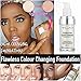 TLM Flawless Colour Changing Foundation, Self Adjusting Warm Skin Tone Foundation Nude Face Makeup Base Moisturizing Liquid Cover Concealer for Women Girls