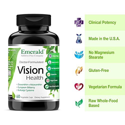 Vision Health - with Lutein & European Bilberry Extract - Supports Macular Health, Retina/Lens Strength, Eye Sensitivity - Emerald Laboratories - 60 Vegetable Capsules