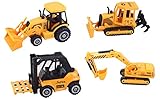ToyZe Construction Vehicles Diecast Metal and Plastic, 5 Inch Pack of 4 (Ages 3 and up)