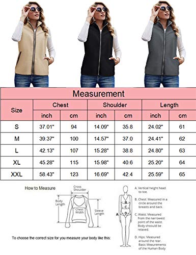 Sherpa Jacket Vest Open Front Fuzzy Fleece Fall Lady Outwear Classic Zip Up Sherpa Fleece Vest Fuzzy Jacket Khaki M