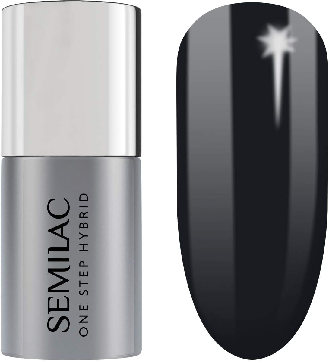 Semilac One Step Gel Polish 5ml – UV/LED Gel Nail Polish – Long-Lasting, No Base Coat Needed, Quick-Drying & Easy Removal Perfect For Manicure and Pedicure - 190 The Black