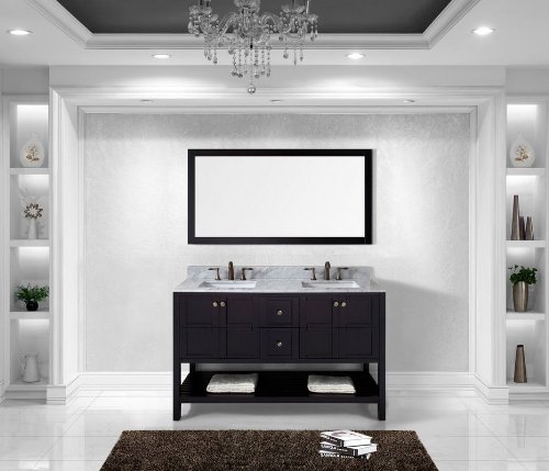 Virtu USA ED-30060-WMSQ-ES Winterfell 60-Inch Double Bathroom Vanity Set, Espresso