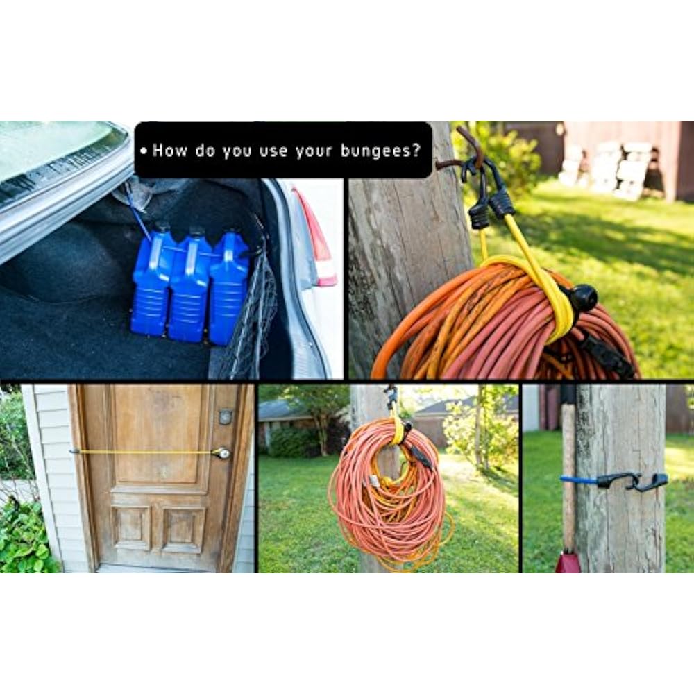 15 Bungee Cords Piece Set In Weatherproof Bag Resistant For Cargo