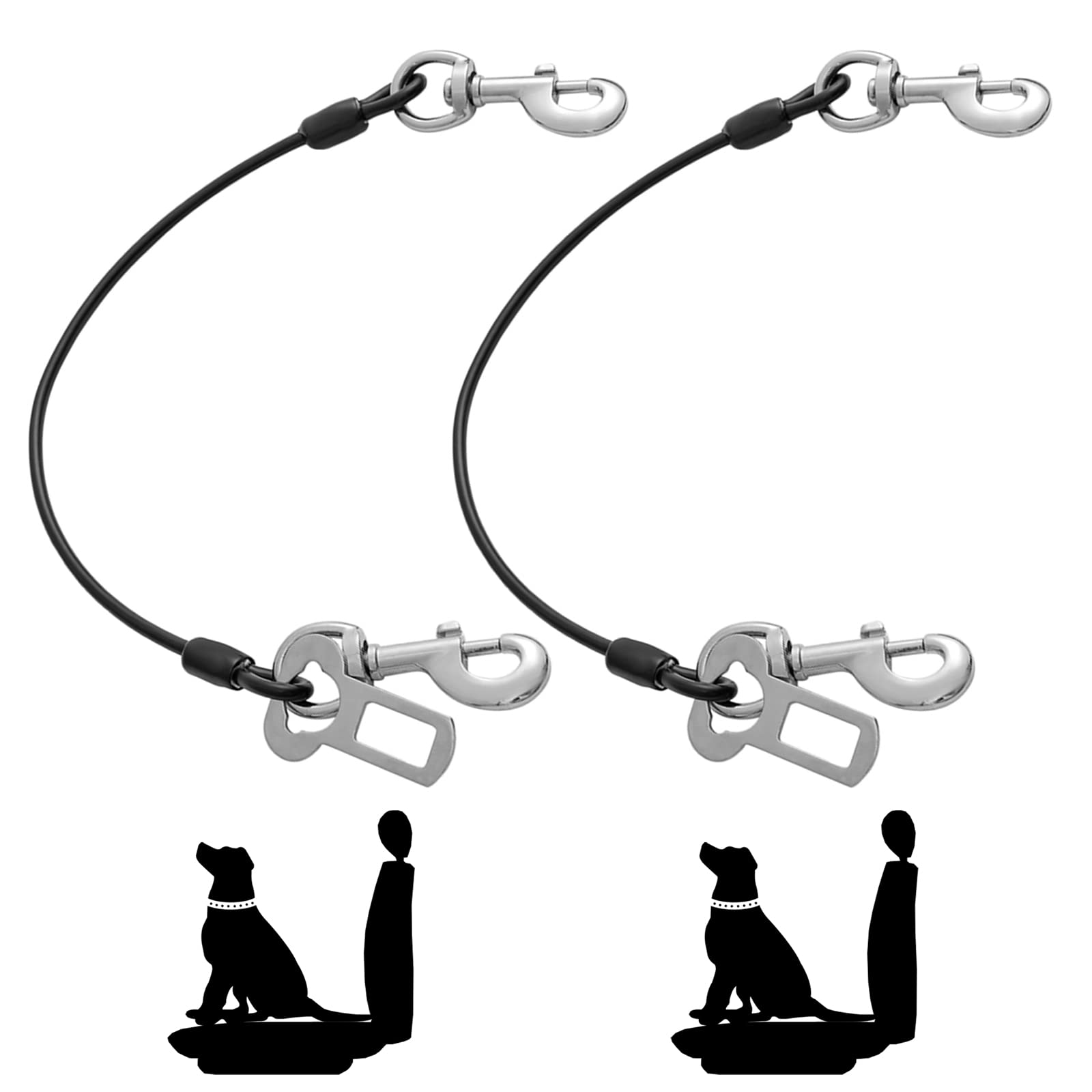 Photo 1 of Dog Seat Belt Harness for Car,2pcs Dog Seatbelt of Coated Wire Leash Safety Restraint,No Chew Tether Cable Vehicle Dogs Accessories,Double Clips & Latch (2 Pack Black, 32 inch/80 CM)