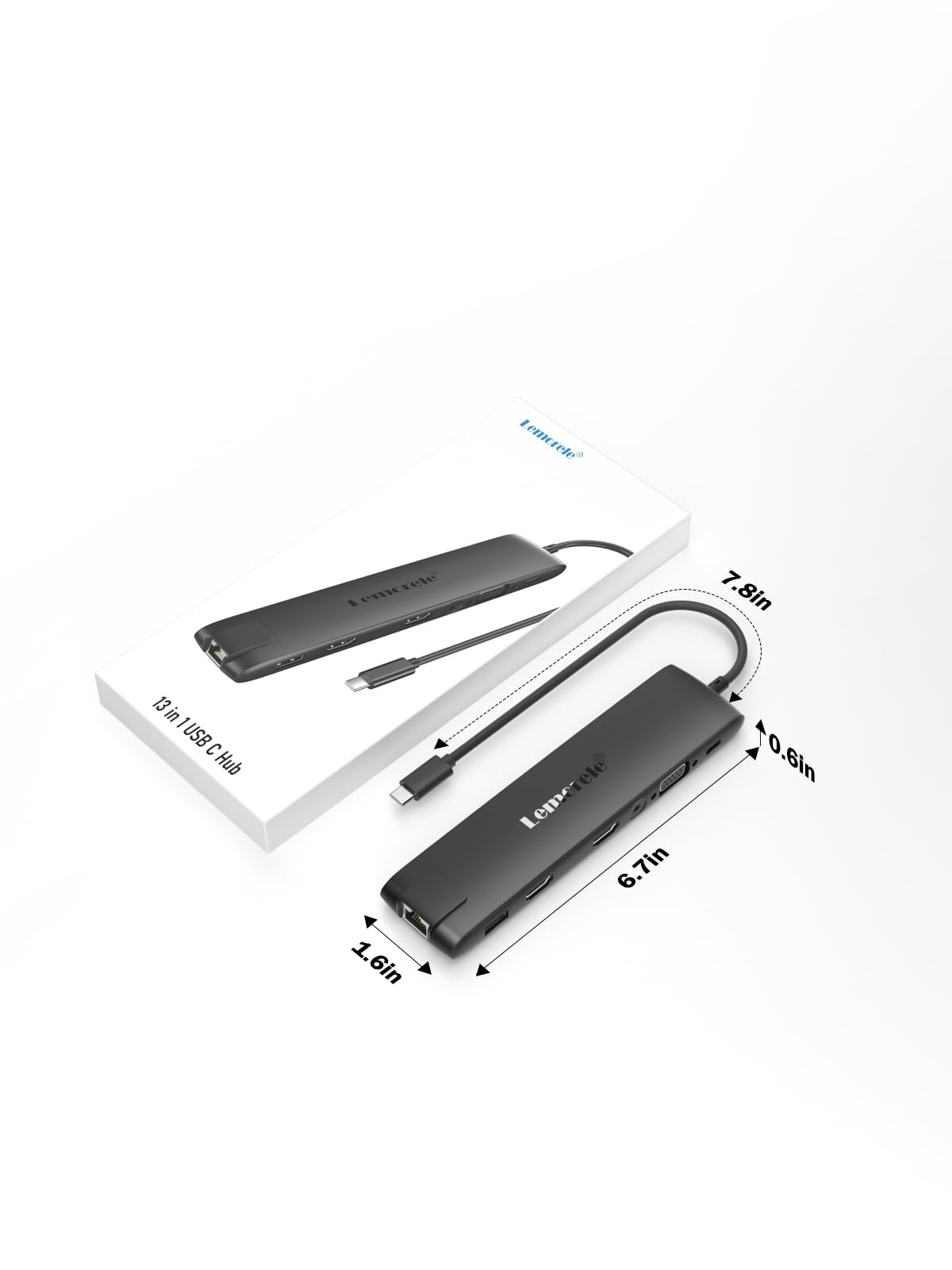 Upgrade Lemorele Docking Station USB C/A 10Gbps 3*Display- 14 in 1, USB C Dock 2 HDMI Adapter 4K, Ethernet, 4 USB 3.2/2.0, VGA, Type-C 3.1, PD 100W, Audio, SD/TF, für Windows, MacBook 8