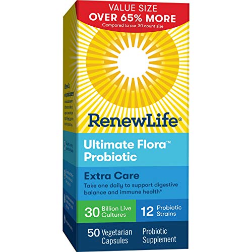 RENEW LIFE EXTRA CARE ULTIMATE FLORA PROBIOTIC SUPPLEMENT, 30 BILLION, 50 VEGETARIAN CAPSULES