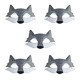 TOKYO-T Wolf Mask for Kids Party Supplies Fabric Masquerade Halloween 5 Set