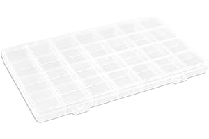 ZOOLINN 28 Grids Plastic Organizer Box with Dividers for Crafting, Storage Container for Beads & Charms & Accessories(2-Pack)