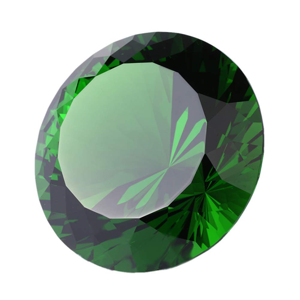 Green Crystal Glass Diamond Shaped Decoration 80mm Jewel Paperweight,Gift Decoration Idea For Christmas, Thanksgiving