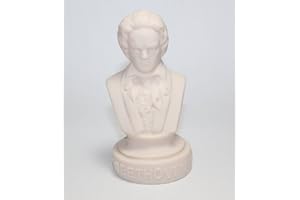 HALBE Ludwig Van Beethoven Beethoven Statue 4.5" Bust Figurine - Classic White Vinyl Music Statue - Home Decor