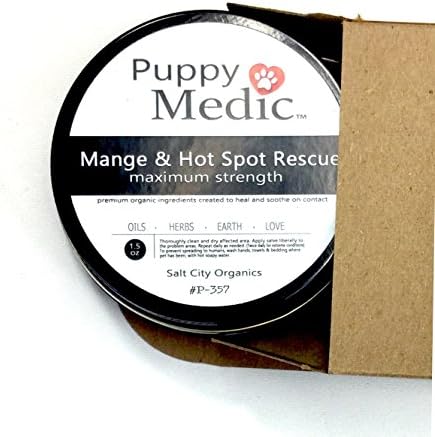 Mange and Hot Spot Rescue for Dogs by Salt City Organics - Max Strength - Treats Inflammation, Scaly and Itchy Skin - Pleasant Scent - Kills Mites and Eggs - Stops Flare-Ups - 1.5 ounces
