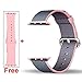 INTENY Woven Nylon Strap Buckle Replacement Wrist Bracelet with Silicone Band for Apple Watch Band Series 1 Series 2 42mm-Light Pink&Midnight Blue