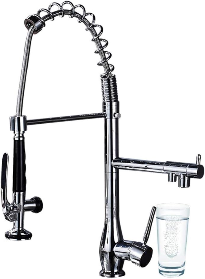 RTTGOR Wasserhahn Küchenarmatur mit zwei Ausläufen herausziehen 360