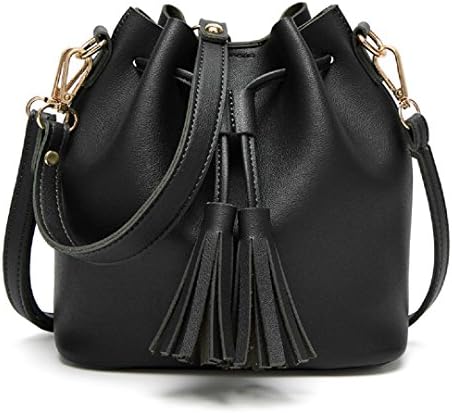 Orfila Mini Bucket Bag Leather Shoulder Crossbody Bag Tassel Drawstring Purse for Women