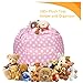 LUCKYBOY 2 in 1 Design Stuffed Animal Storage,Bean Bag Chair Cover for Kids-Cover Only- Extra Large 38'' - 100+ Plush Toys Holder and Organizer for Kids Room -100% Cotton Canvas(Pink-Cover Only)
