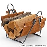 Woodfield Vintage Iron Log Rack with Leather Carrier