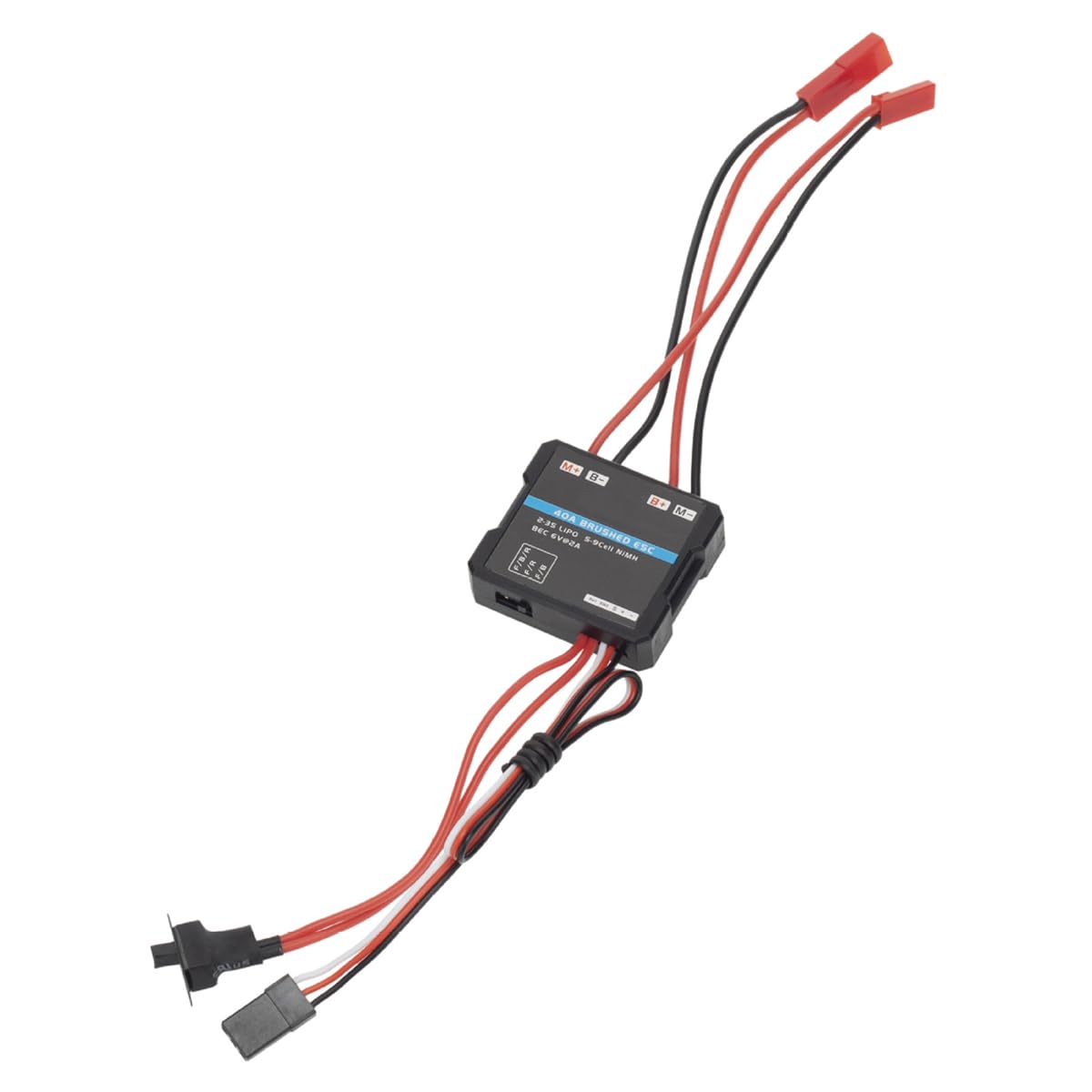 Durlo 40A Brushed ESC for RC Cars, 3-Mode Electronic Speed Controller with Safety Protections, for Short Truck, Trunk