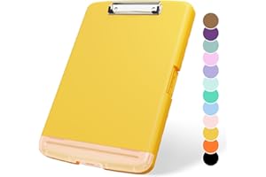 ZAXMEY Plastic Clipboard with Storage, 8.5 x 11 Storage Organization Box Side-Opening, Heavy Duty Clip Board with Pen Holder and Paper Folder for Nurses, Teachers, Office & School Supply, Yellow