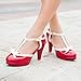 Lucksender Fashion T Strap Bows Womens Platform High Heel Pumps Shoes 8B(M) US Red