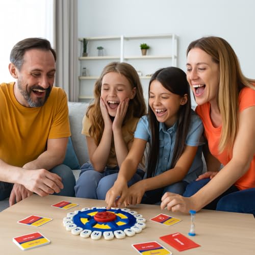Jogo de Palavras Stop Original Grande em Portugues Roda de Letras - Jogo de Tabuleiro Divertido para Toda a Família Com Cronômetro e Roda Giratória Educativo (Modelo 1)