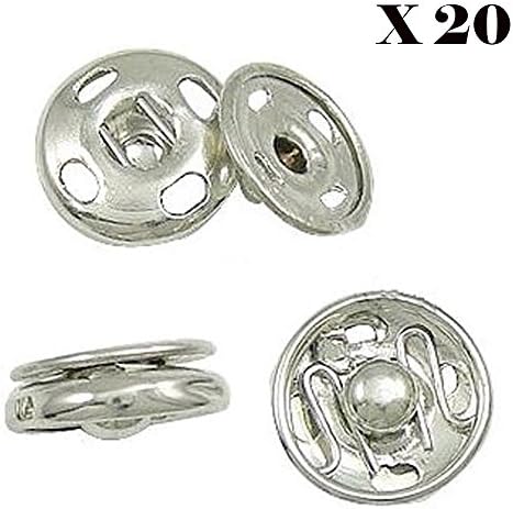 20 X 8mm Metal snap Fastener Button Clasp Spring Brass Press Studs Popper Button sew on Rustproof for Clothes Sewing,Arts & Crafts