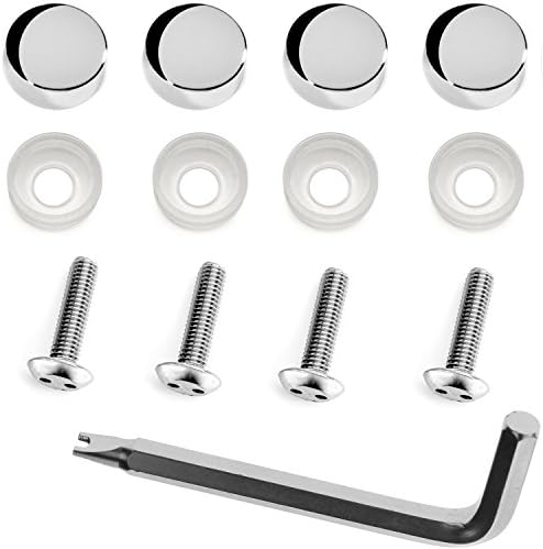 LFPartS Stainless Steel Rust Resistant License Plate Frame Security Anti-Theft Screws Fasteners (M5x20mm Machine Type, Chrome Caps)