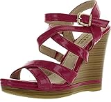 Kayleen DAYLA-2 Women's Ankle Strap Crossing Stacked Heel Wedge Sandals