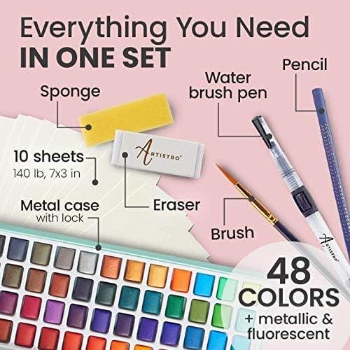 Watercolor set by Artistro with a variety of vibrant colors.
