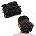 Benehair Messy Bun Hair Piece with Combs Clip in Bun Scrunchie Juva Bun Dish Fluffy Wavy Hair Updo Easy Stretch Big Chignon Short Ponytail Hairpiece for Women Dark Black 90g