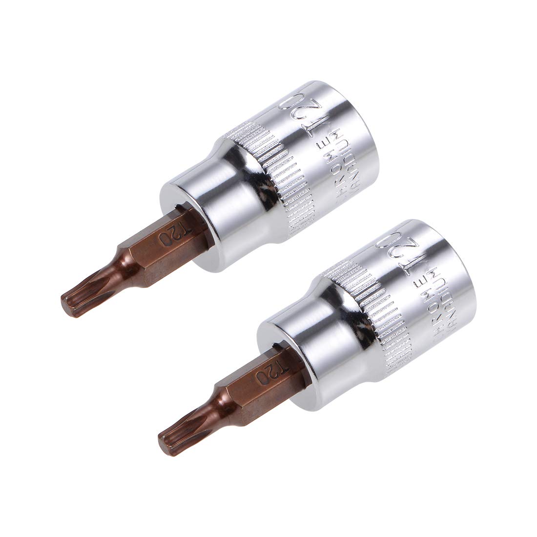 sourcing map 2pcs 3/8" Drive x T20 Torx Bit Socket, S2 Steel Bits CR-V Sockets 38mm Length Use with Ratchet Wrench, Slide Bar, Extension Rod