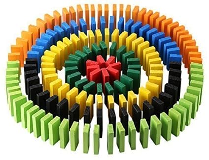 Click n Play Click N Play 300-Piece 100% Real Wooden Domino Blocks Set, Racing Toy Game, Building And Stacking To