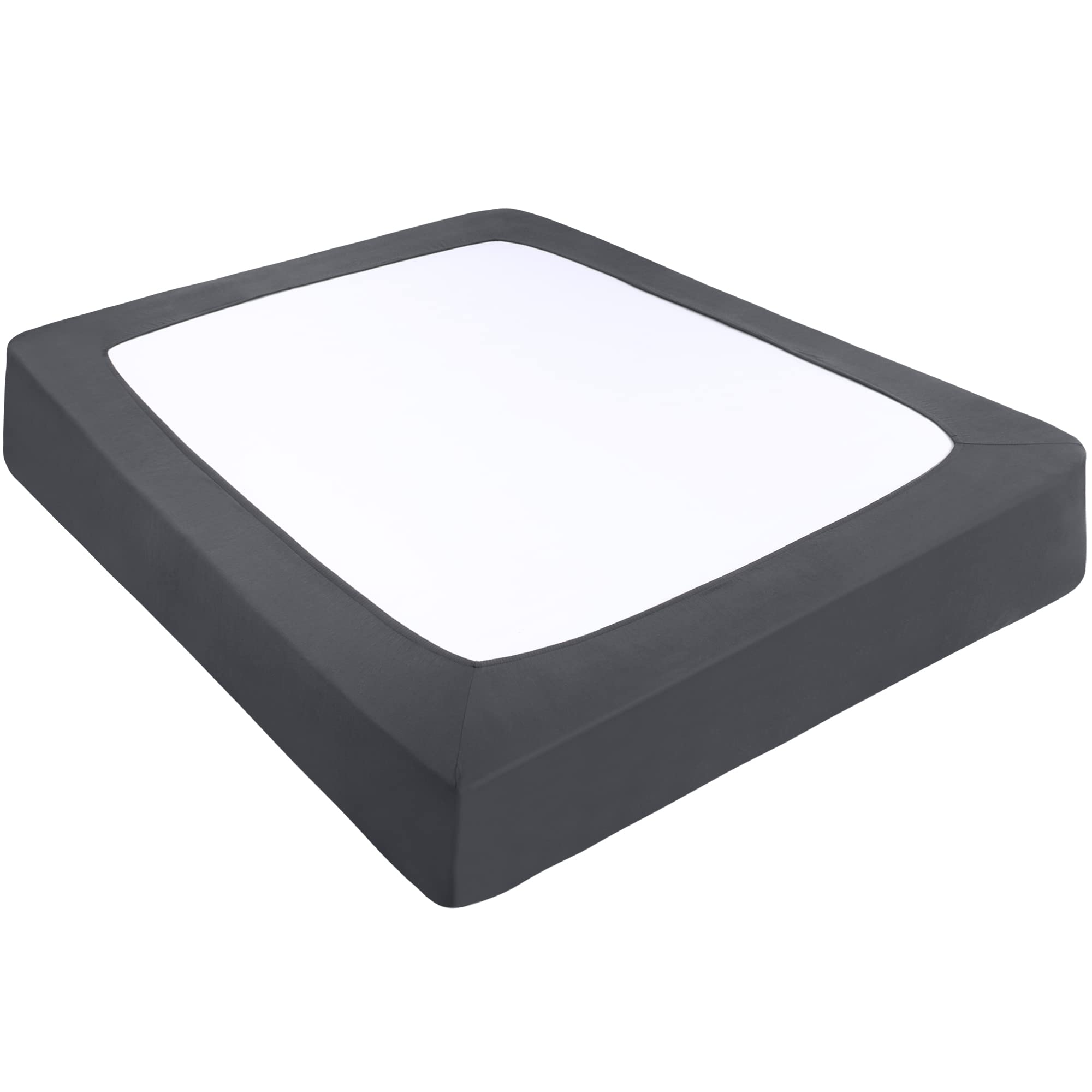 PiccoCasa Box Spring Cover Stretchy Fabric Wrap Around 4 Sides Bed Skirt Wrinkle Free for Home, Elastic Mattress Cover Fits Mattress up to 14" Slate Grey Super King