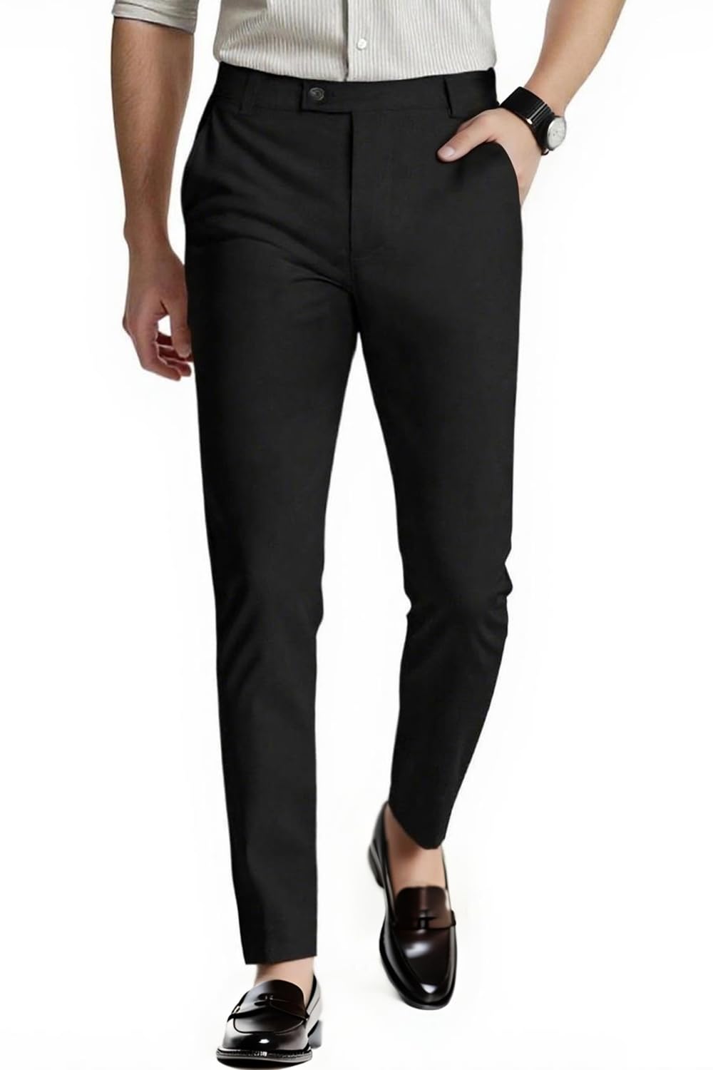 Photo 1 of GINGTTO Skinny Pants for Men Black,Dress Chinos for Men Slim Fit Stretch Formal Pants 32x32
