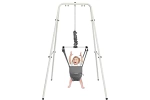 Hapbabe 2 in 1 Baby Jumper with Stand, Baby Walking Harness Function, Premium Spring, for Infant 6-12 Months, Easy to Fold and Storage, Pure Grey
