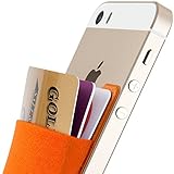 Card Holder, Sinjimoru Stick-on Wallet functioning as iPhone Wallet Case, iPhone case with a card holder, Credit Card Wallet, Card Case and Money Clip. For Android, too. Sinji Pouch Basic 2, Orange