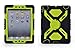 Pepkoo Ipad Mini 1& 2 Case Plastic Kid Proof Extreme Duty Dual Protective Back Cover with Kickstand and Sticker for Ipad Mini 1&2 - Rainproof Sandproof Dust-Proof Shockproof (Black/Green)