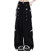 RILGOU Y2K Grunge Kawaii Gothic Clothes Loose Straight Wide Leg Vintage Bows Rivet Ribbon Decor Casual Cargo Pants
