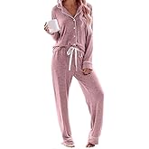 JEYONG Women's Pajama Set – Long Sleeve Button Down Postpartum Lounge Sets – Soft Loungewear Sleepwear Set Cozy PJs for Women