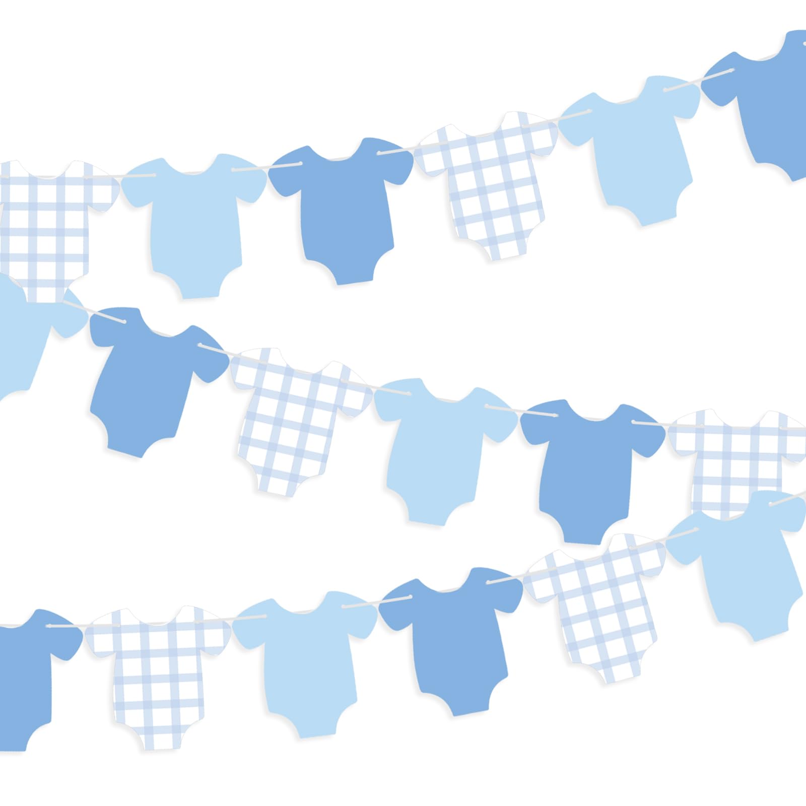 Photo 1 of Weysat 2 Pcs Baby Clothes Banner Baby Boys Girls Shower Decorations Blue Bodysuit Clothesline Banner Gender Reveal Birthday Neutral Party Outfit Paper Decor Supplies